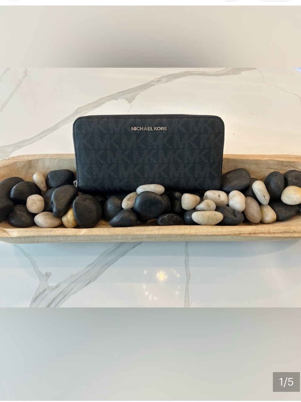Michael Kors Black MK Signature Zip Wallet